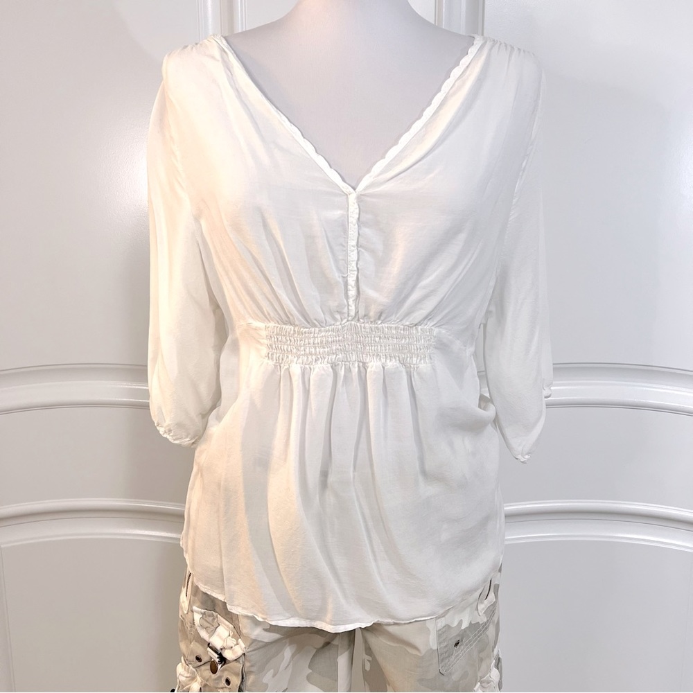 NWOT Vintage Old Navy Sheer linen look peasant blouse size various